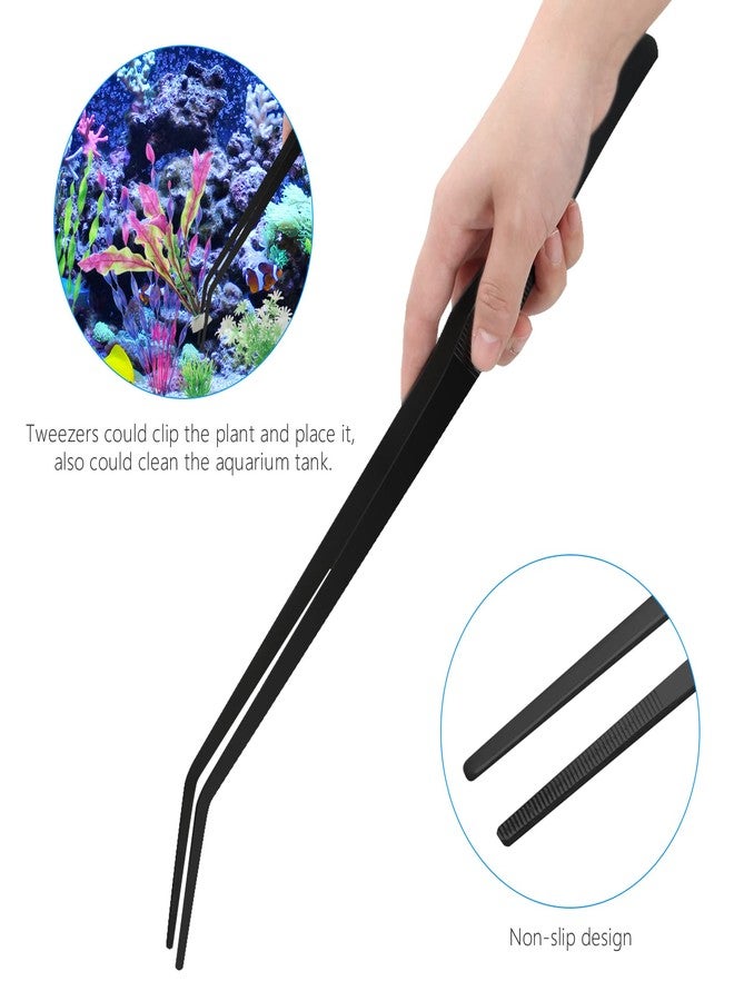 Liveek Aquarium Aquascape Tools Kit 15in, 4 in 1 Anti-Rust Aquatic Plant Aquascaping Tool Stainless Steel Tweezer Scissor Spatula for Aquarium Tank Clean Fish Tank Aquascape Accessories Set (black) - Image 5